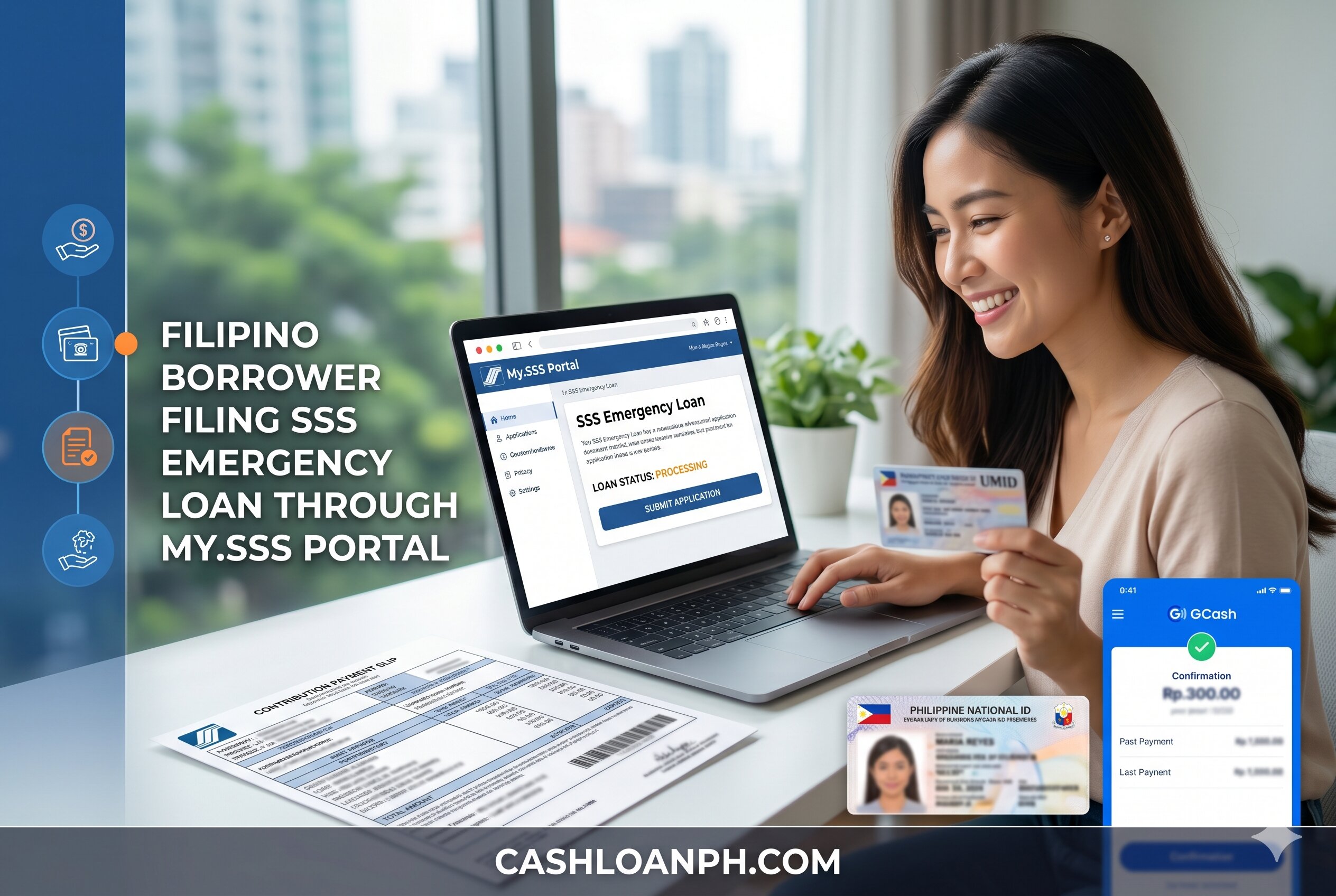 Filipino SSS member applying for emergency loan online using My.SSS portal during calamity period