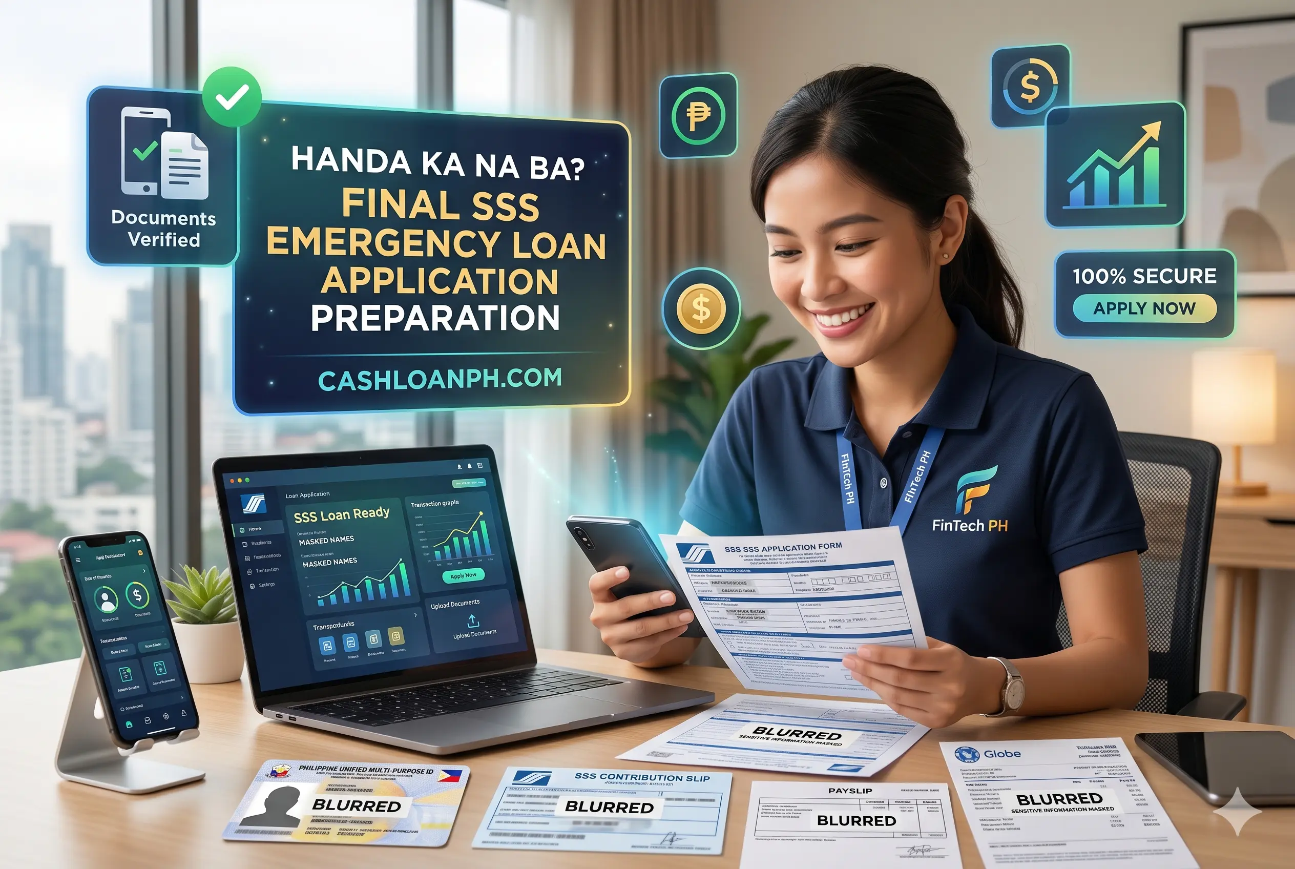 Member reviewing uploaded IDs and bank documents before SSS emergency loan submission