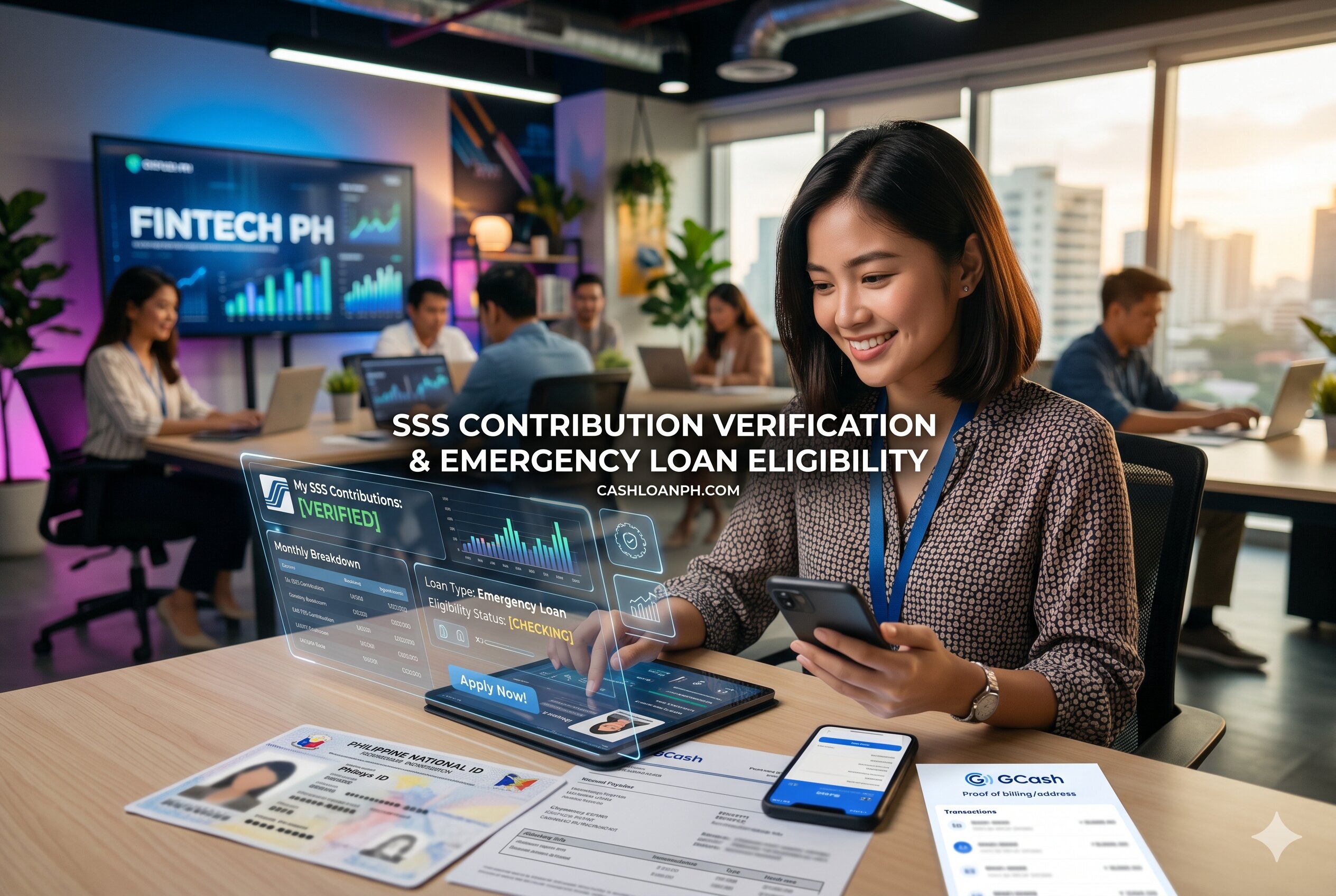 SSS emergency loan contribution verification process showing posted contributions and member eligibility checks