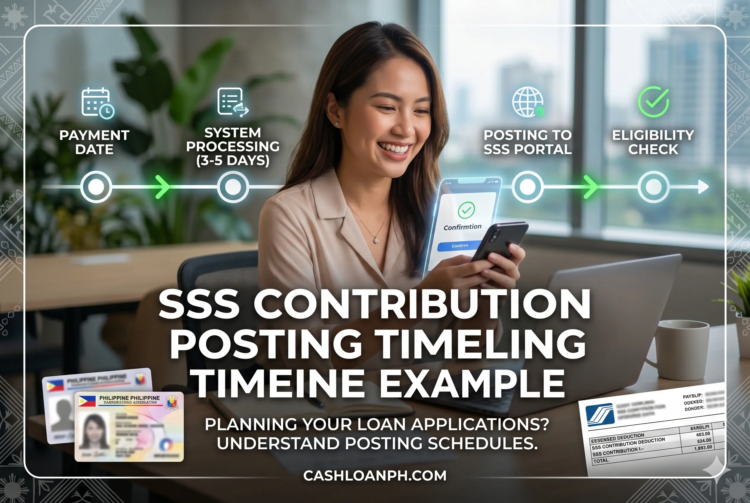 Timeline showing paid versus posted SSS contributions for emergency loan qualification