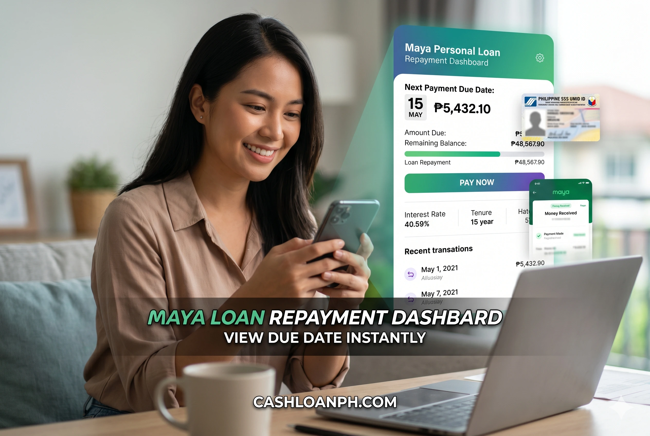 Maya Personal Loan Repayment Dashboard and Due Date Display Maya personal loan repayment dashboard showing installment due date and payment amount